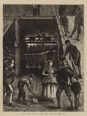 Pits and Pitmen, the Men leaving the Pit (engraving)