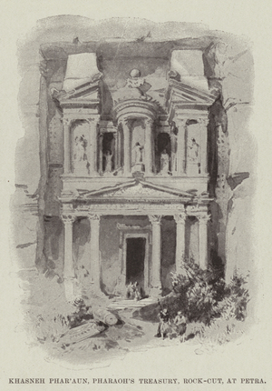 Khasneh Phar'aun, Pharaoh's Treasury, Rock-Cut, at Petra (litho)