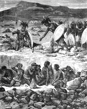 Marriage or Courting Ritual Among the Zulus Africa, 1879 (engraving)