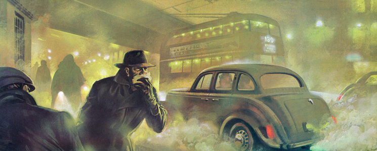 London Smog, 1952 (colour litho)