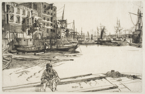 Eagle Wharf, from "A Series of Sixteen Etchings of Scenes on the Thames", 1859, published 1871 (etching & drypoint)