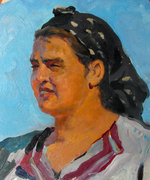 Kolkhoz woman, 1952 (oil on card)