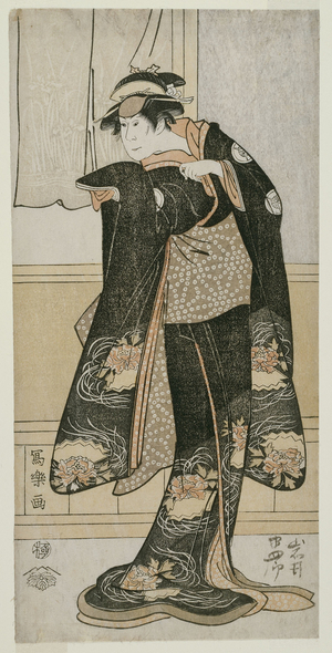 The Actor Iwai Hanshiro lV as Otoma, Daughter of Ohina from Inamuragasaki in Kamakura (Yondai-me Iwai Hanshiro no Kamakura Inamuragasaki no Ohina musume Otoma), 1794 (colour woodblock print; hosoban, nishiki-e)