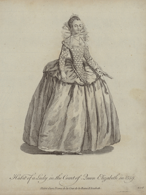 Habit of a Lady in the Court of Queen Elizabeth in 1559 (engraving)