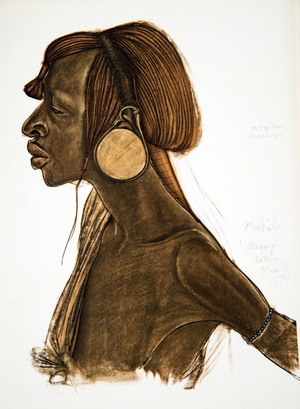 Mutila, M'Gogo (Dodoma), from Dessins et Peintures d'Afrique, executes au cours de l'expedition Citroen Centre Afrique, deuxieme mission Haardt Audouin-Dubreuil,  pub. Paris, 1927 (colour litho)