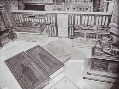 Chapel of SS Edmund and Thomas the Martyr, looking down from S window-ledge (b/w photo)