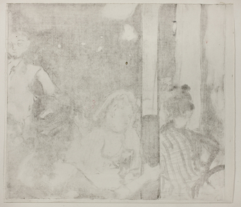 Women in front of a Cafe, evening, c.1877 (monotype cognate on ivory wove paper)