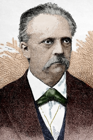 Hermann von Helmholtz (1821-1894). Engraving. Colored.