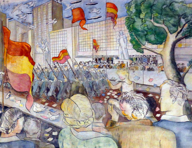 The Victors Parade' (during the Spanish Civil War) 1937 (pen, ink and gouache)