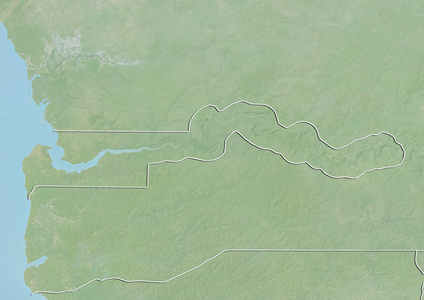 Gambia, Relief Map With Border