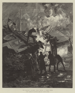 The Railway Accident near Thirsk, a Night Scene (engraving)