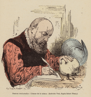 Love of science (coloured engraving)