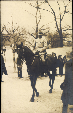 Ak Eugen von Österreich Teschen, horse, uniform (b/w photo)