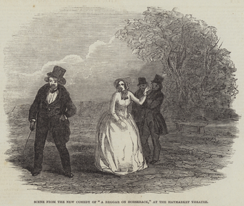 Scene from the New Comedy of "A Beggar on Horseback," at the Haymarket Theatre (engraving)