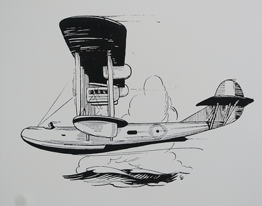 A sea plane landing