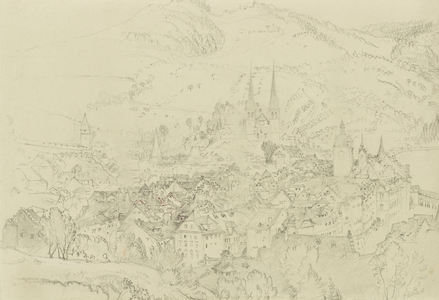 View of Luzern from above, October-December 1861 (graphite with touches of pen and ink on pale grey wove paper)