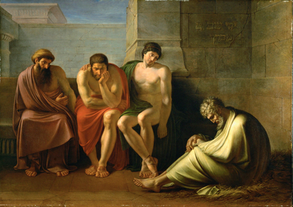 Grieving Job and his friends (oil on canvas)
