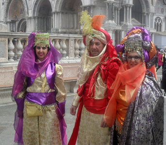 Costumed attendees at the Venice Carnival, 2016