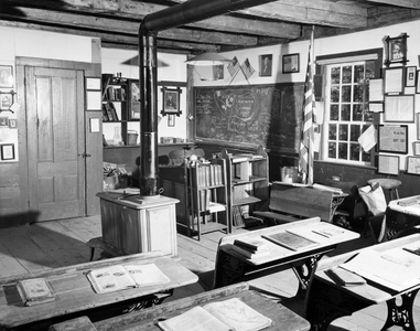 Empty desks in a classroom