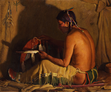 Firelight, (oil on canvas)