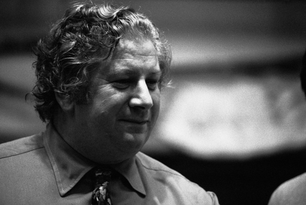 Actor Peter Ustinov rehearsing Don Qichote by Jules Massenet ..., 1973 (photo)