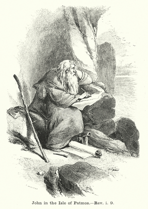 John in the Isle of Patmos, Revelation i, 9 (engraving)