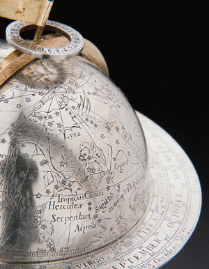 Two exceptional terrestrial and celestial globes, supported by Hercules and Atlas, Augsburg, 1697-99 (silver & silver-gilt)