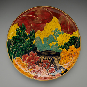 Platter, c.1874 (glazed earthenware and gilding)
