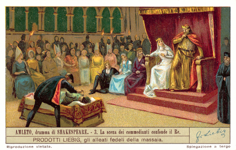 Claudius reacting to the scene depicting the murder of the Player King (chromolitho)