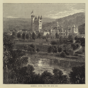 Balmoral Castle, from the River Dee (engraving)