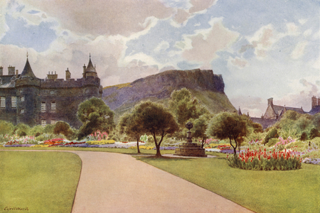 The North Garden, Holyrood Palace (colour litho)