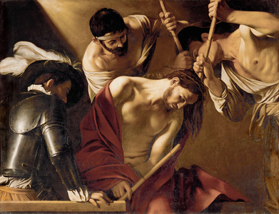 Crowning Jesus with the crown of thorns (oil on canvas)