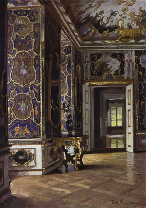 The Cabinet of Mirrors in the Residence, Wurzburg, Plaster decorations by L Bossi, 1740-45 (colour litho)