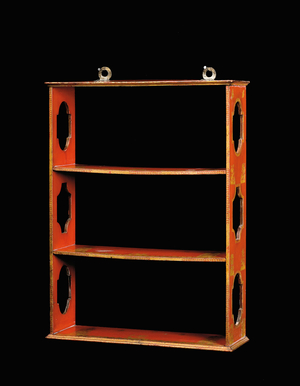 Louis XVI red-japanned shelf (lacquered wood)