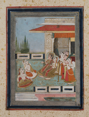 Prince and Princess listening to musicians, c.1840 (gouache on paper, gold embellishment)