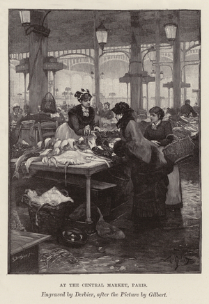 Paris: At the Central Market, Paris (engraving)