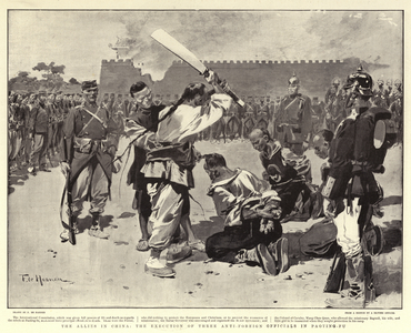 The Allies in China, the Execution of Three Anti-Foreign Officials in Paoting-Fu (litho)