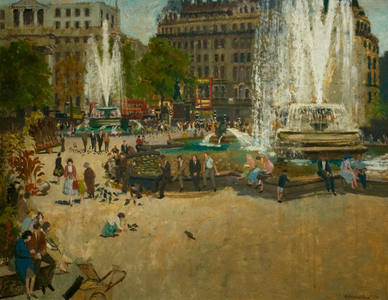 Trafalgar Square, London (oil on board)