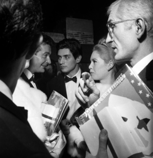 Sami Frey and Brigitte Bardot at the Gala of Artists,  1962 (b/w photo)