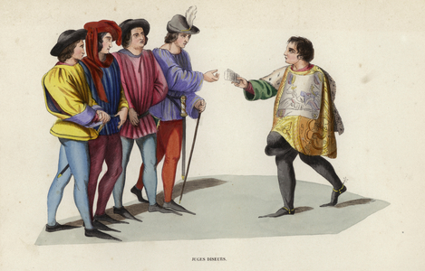Juges Diseurs (coloured engraving)