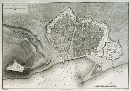 Spain, Catalonia, Barcelona, Map, 1808.