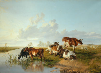Landscape with a Cattle near Wool, Dorset (oil on canvas)