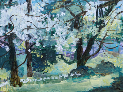 Blossom Trees, Paxton, 2021 (Acrylic)