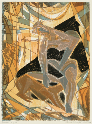 Descent, 1965 (colour relief etching & woodcut)