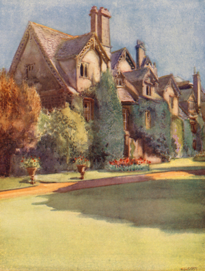 The "mansiones" in Worcester College; a relic of the Hall of the Benedictine monks (colour litho)