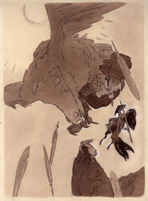 Illustration from 'Narty. An epic of the Osset people' (gouache on paper)