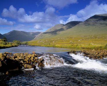River Flowing Between Mountains, Mweelrea, County Mayo, Republic Of Ireland (photo)