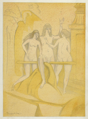 The Love Books of Ovid: Happy is he who dies in the lists of love (colour litho)
