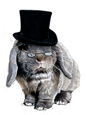 Humbug Bunny on White, 2020, (pen and ink)