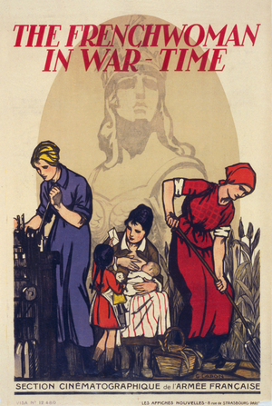 French women in wartime, 1918 (colour litho)